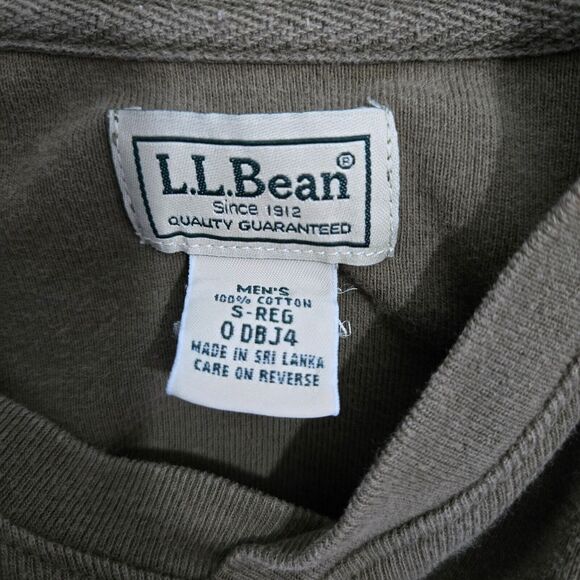 L.L. Bean Men S Reg Olive Green Long Sleeve V Neck Pullover Shirt Work Casual - Picture 5 of 9